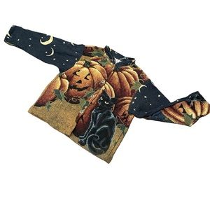 RARE Vintage Sugar Street Weavers Celestial Halloween Pumpkins Tapestry Jacket